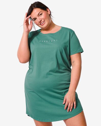 dames nachthemd katoen groen M - 23460162 - HEMA