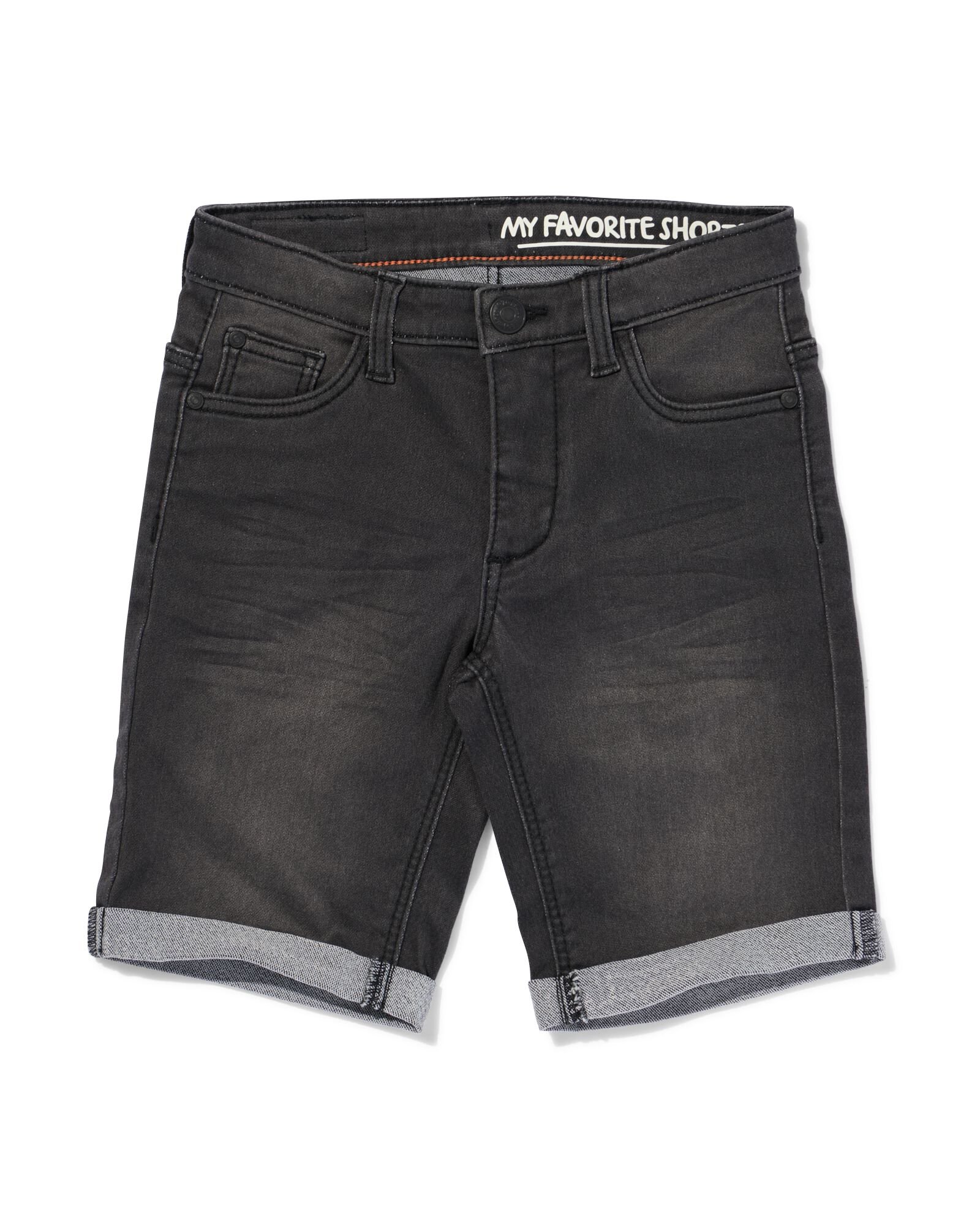 kindershort jogdenim zwart zwart - 1000023205 - HEMA