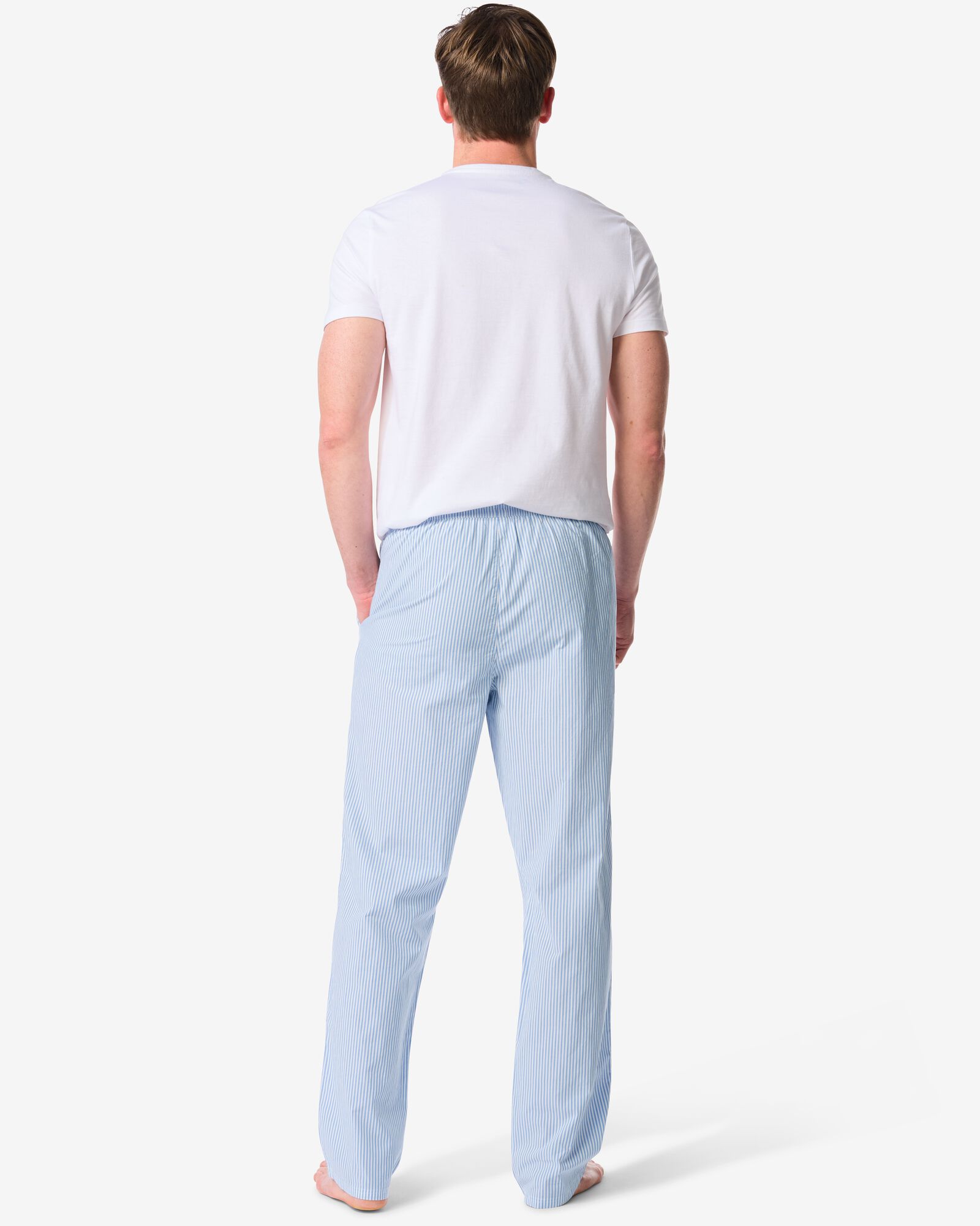 heren pyjamabroek Pepijn regular fit poplin strepen gebroken wit gebroken wit - 23686100OFFWHITE - HEMA