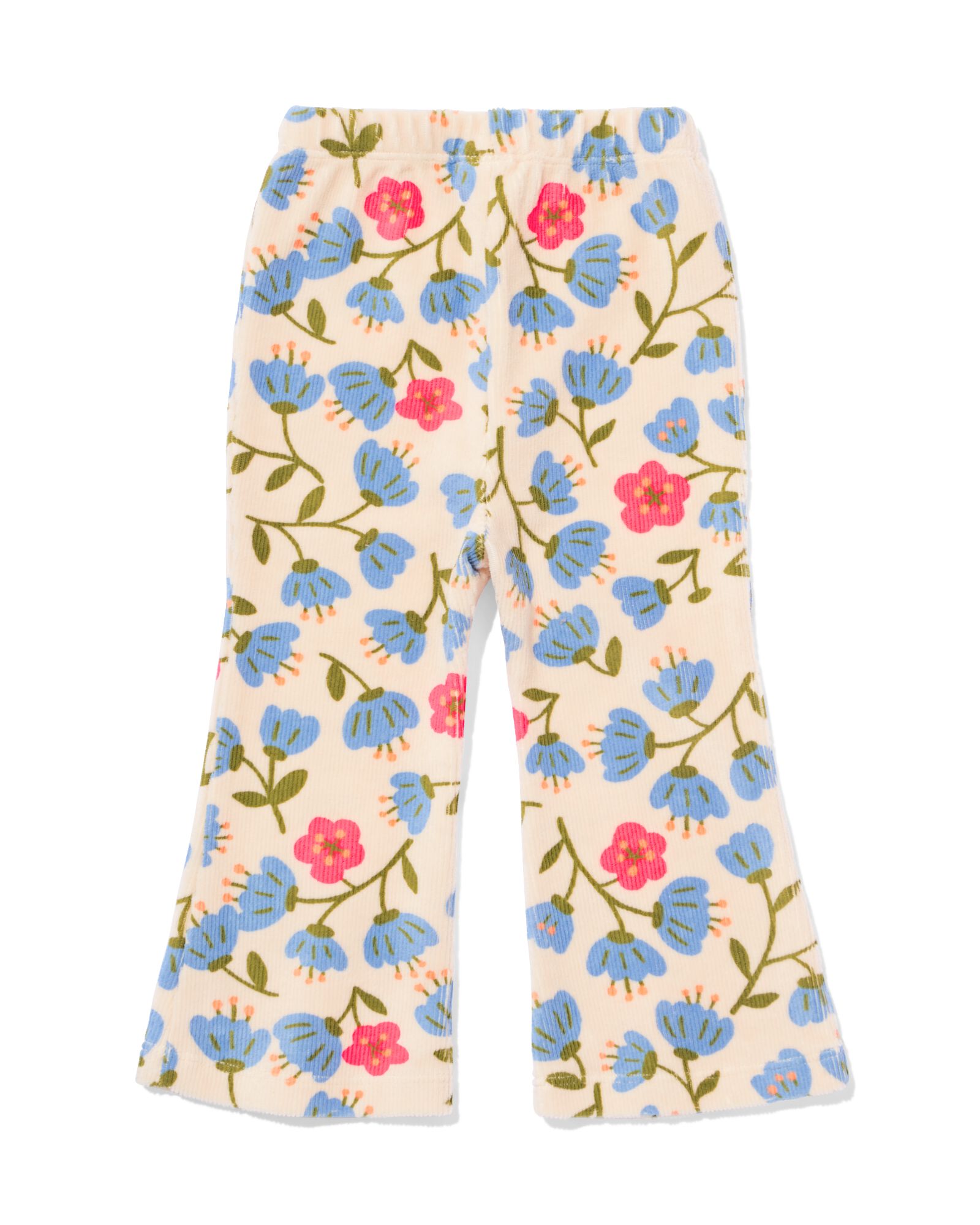 Ausgestellte Babyleggings, gerippter Velours, Blumen ecru ecru - 33066070ECRU - HEMA