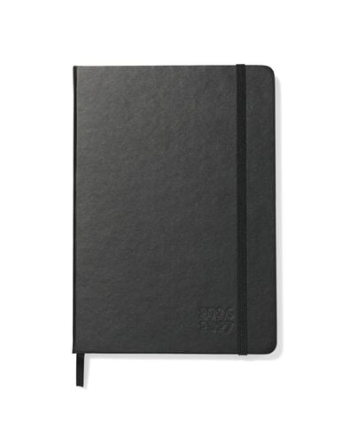 agenda scolaire 2026-2027 15,3x21,5x1,3cm faux cuir noir - 14505646 - HEMA