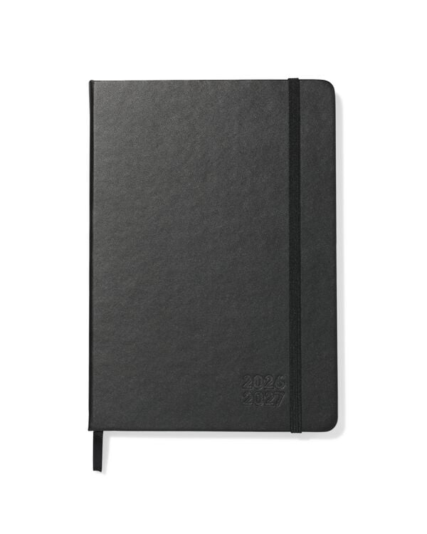 agenda scolaire 2026-2027 15,3x21,5x1,3cm faux cuir noir - 14505646 - HEMA