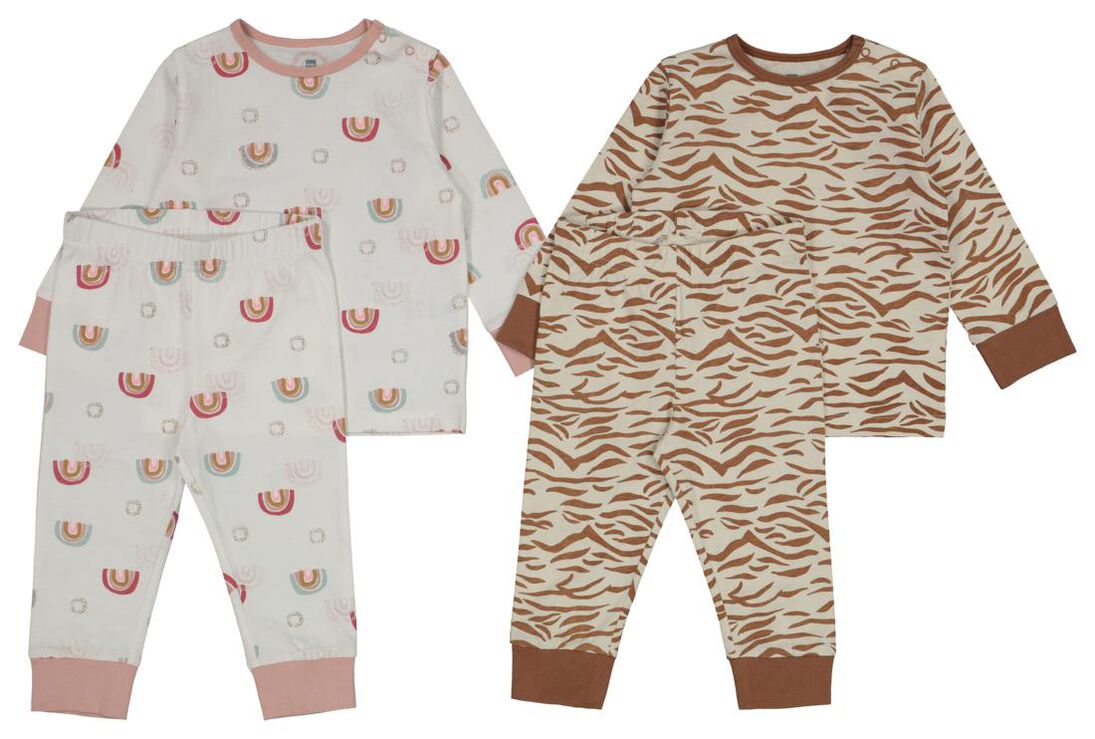 2 Pyjamas Bebe Zebre Arc En Ciel Blanc Casse Hema