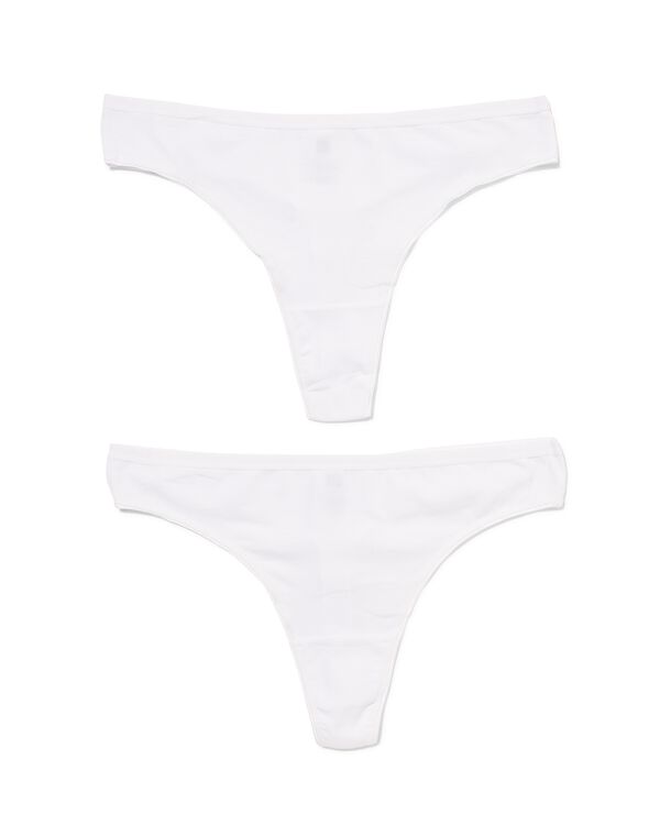 2 strings femme taille haute coton stretch blanc blanc - 1000030294 - HEMA