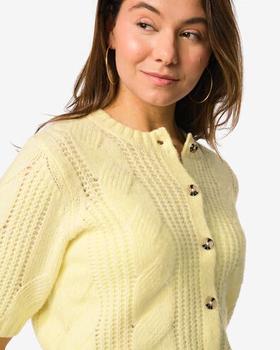 Damenstrickjacke Foxi, Feinstrick-Zopfmuster gelb gelb - 36207340YELLOW - HEMA