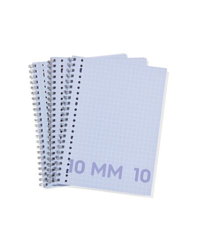 collegeblokken blauw A4 geruit 10mm - 3 stuks - 14120217 - HEMA