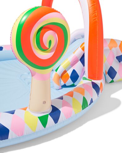 Spielplanschbecken, 185 &times; 165 cm, mit Rutsche, Wasserspritze und Ringwurfspiel - 15800078 - HEMA