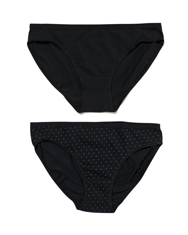 2 slips femme coton stretch noir noir - 1000030281 - HEMA