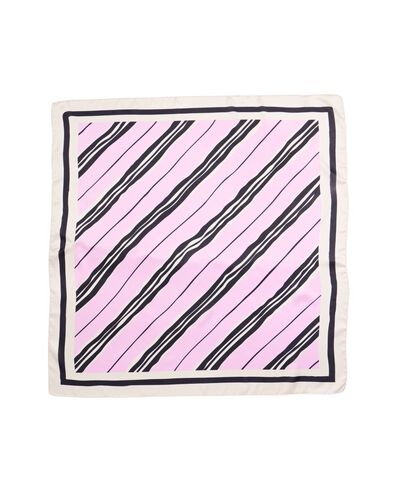 damesjaal 80x80cm satijn strepen zwart-roze - 1760183 - HEMA