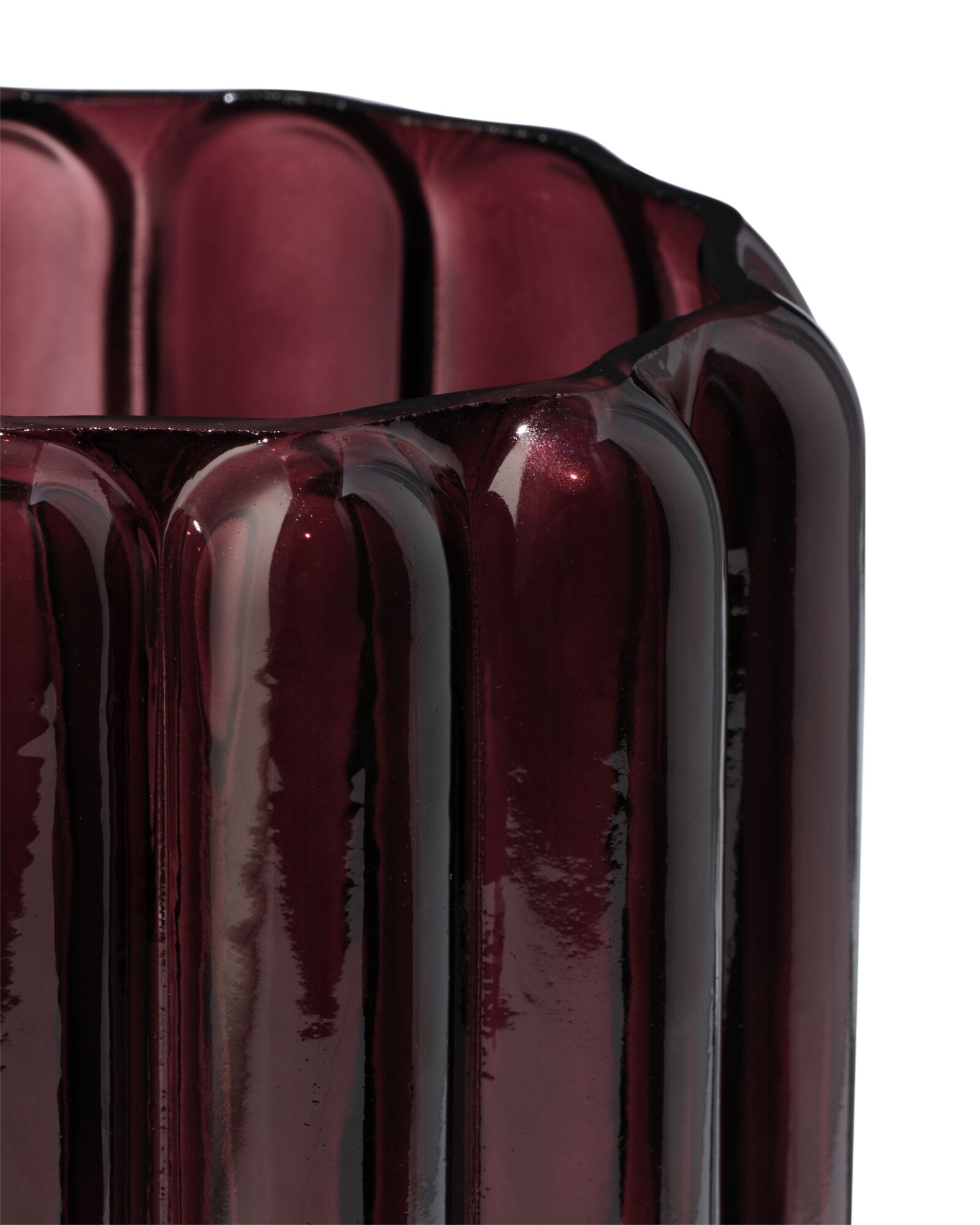 Vase 18 cm, Glas, gerippt, braun - 13325094 - HEMA