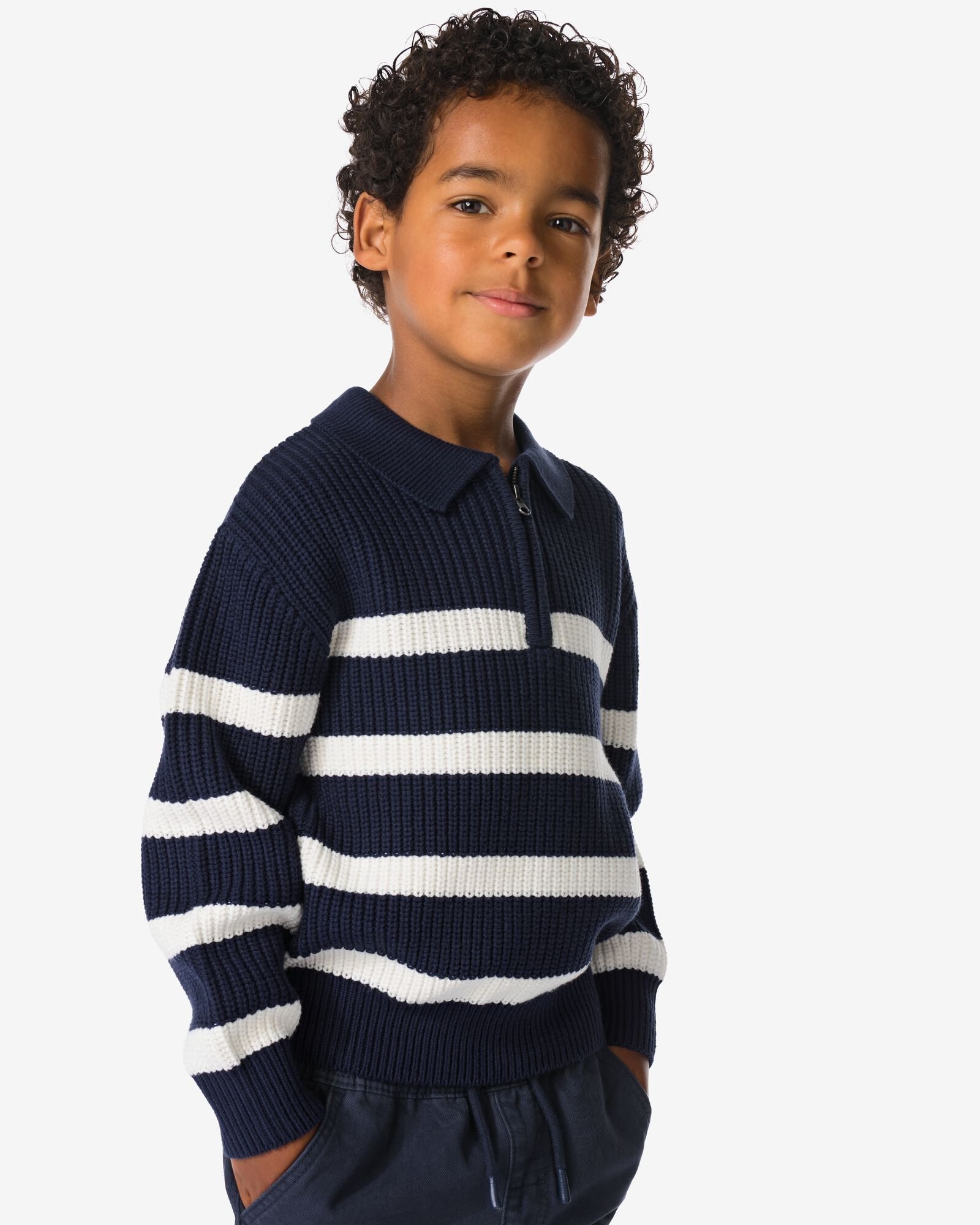 Strick-Kinderpullover, Streifen blau - 30705703BLUE - HEMA