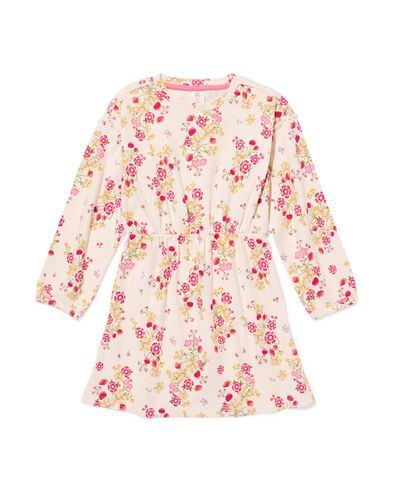 kinderjurk rib bloemen ecru ecru - 30828700ECRU - HEMA