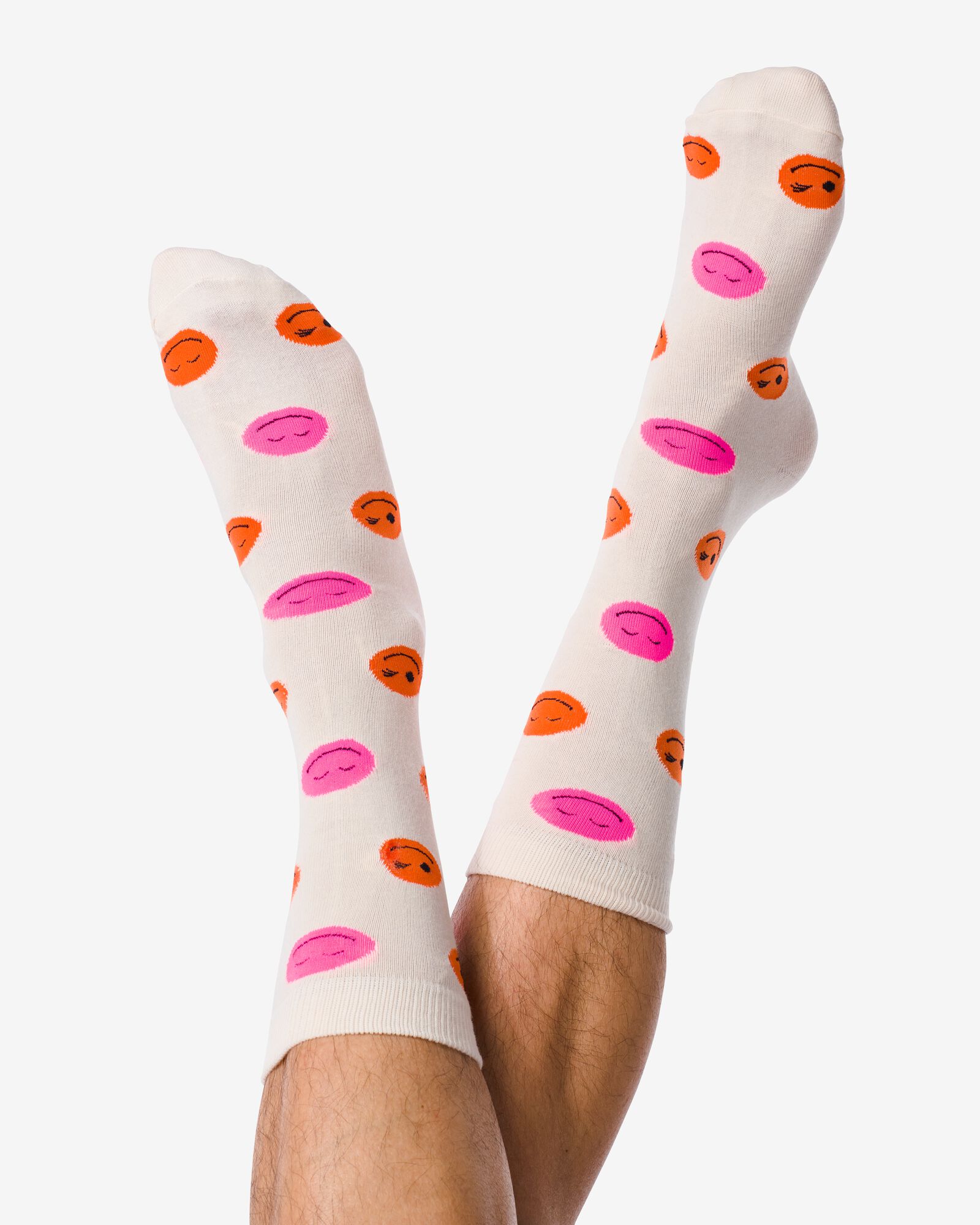 sokken voor volwassenen 'smile' beige beige - 4141110BEIGE - HEMA