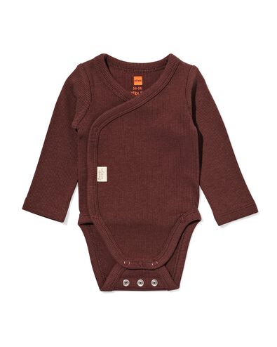 newborn meegroei overslag body rib  donkerbruin donkerbruin - 33430020DARKBROWN - HEMA