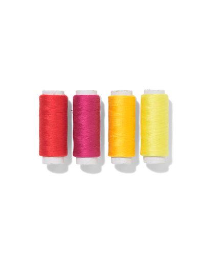 fil &agrave; coudre 100m rouge orange rose jaune - 4 pi&egrave;ces - 1400281 - HEMA