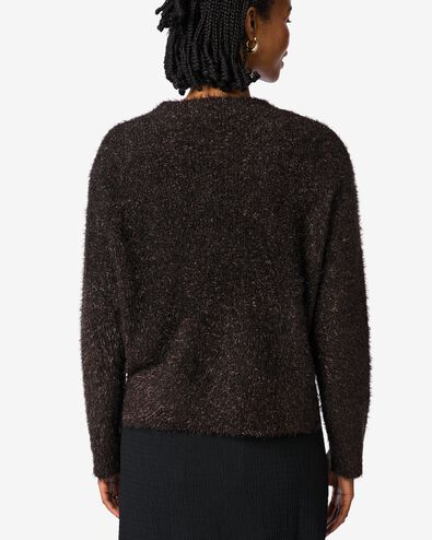 damestrui gebreid Flora glitter donkerbruin - 36206080DARKBROWN - HEMA