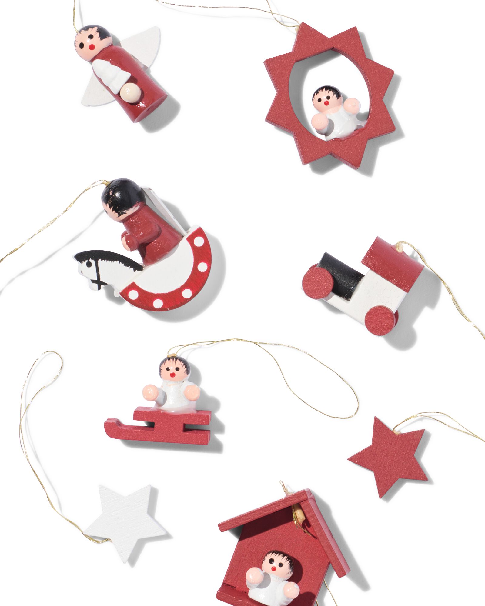 20 d&eacute;corations de no&euml;l en bois rouge - 25105732 - HEMA