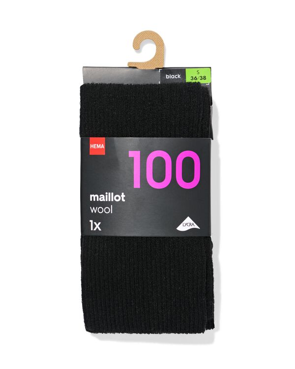 dames kousenbroek 100denier wol zwart zwart - 4072130BLACK - HEMA