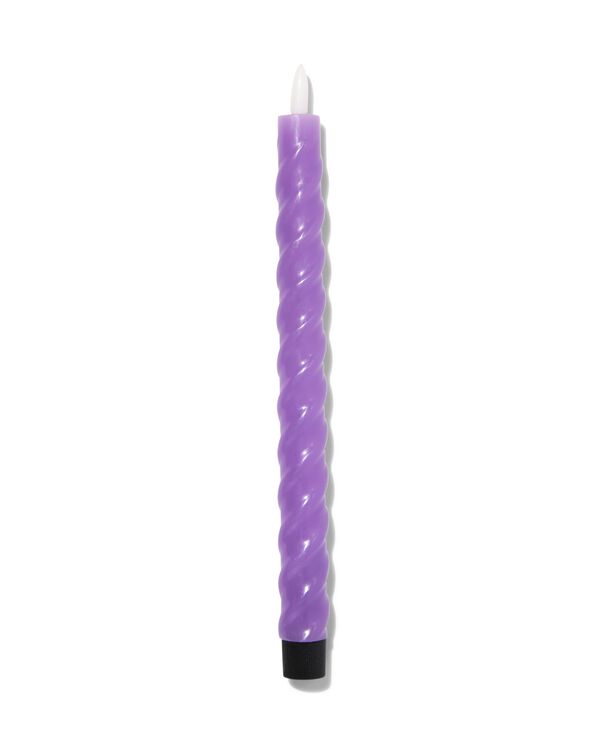 gedrehte LED-Haushaltskerze, Kerzenwachs, Ø 2.3 x 28.3 cm, violett - 13550071 - HEMA