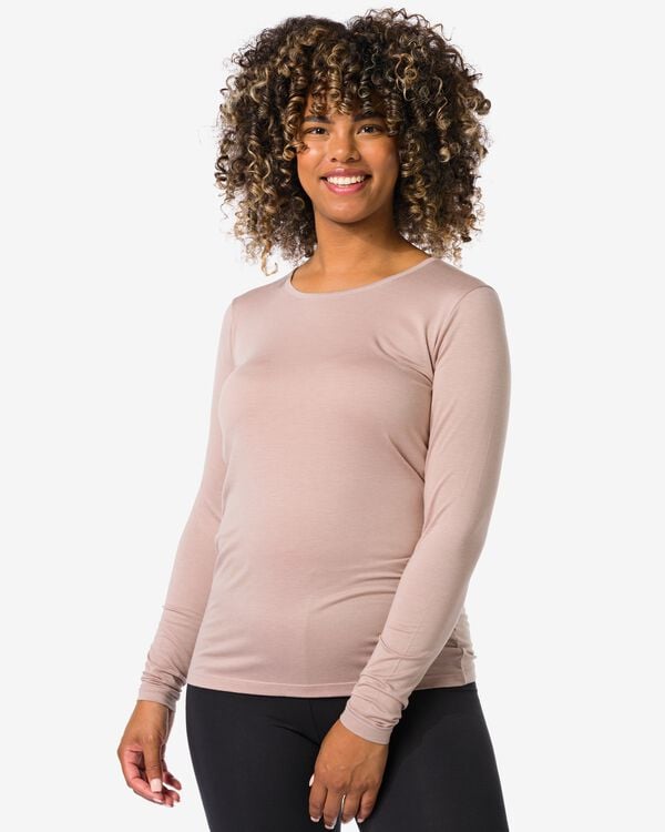 T-shirt temptech femme longues manches  beige beige - 19670651BEIGE - HEMA