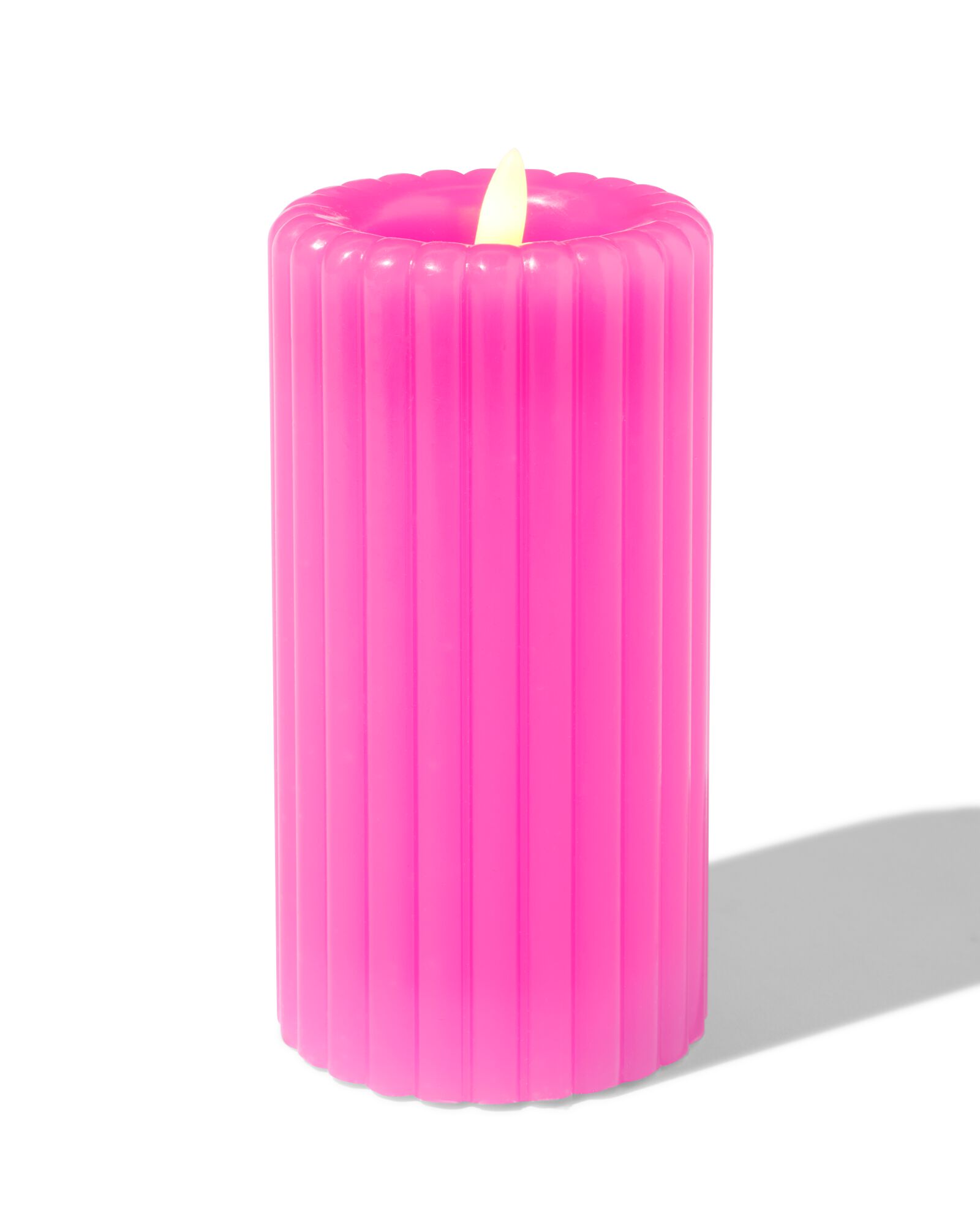 Bougie LED 7.5x15cm rib rose - 13550094 - HEMA