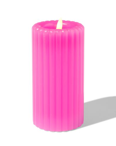 Bougie LED 7.5x15cm rib rose - 13550094 - HEMA