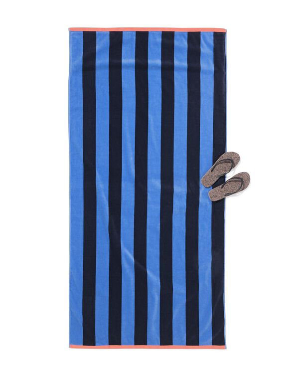 serviette de plage 90x180cm velours rayures - 5200184 - HEMA