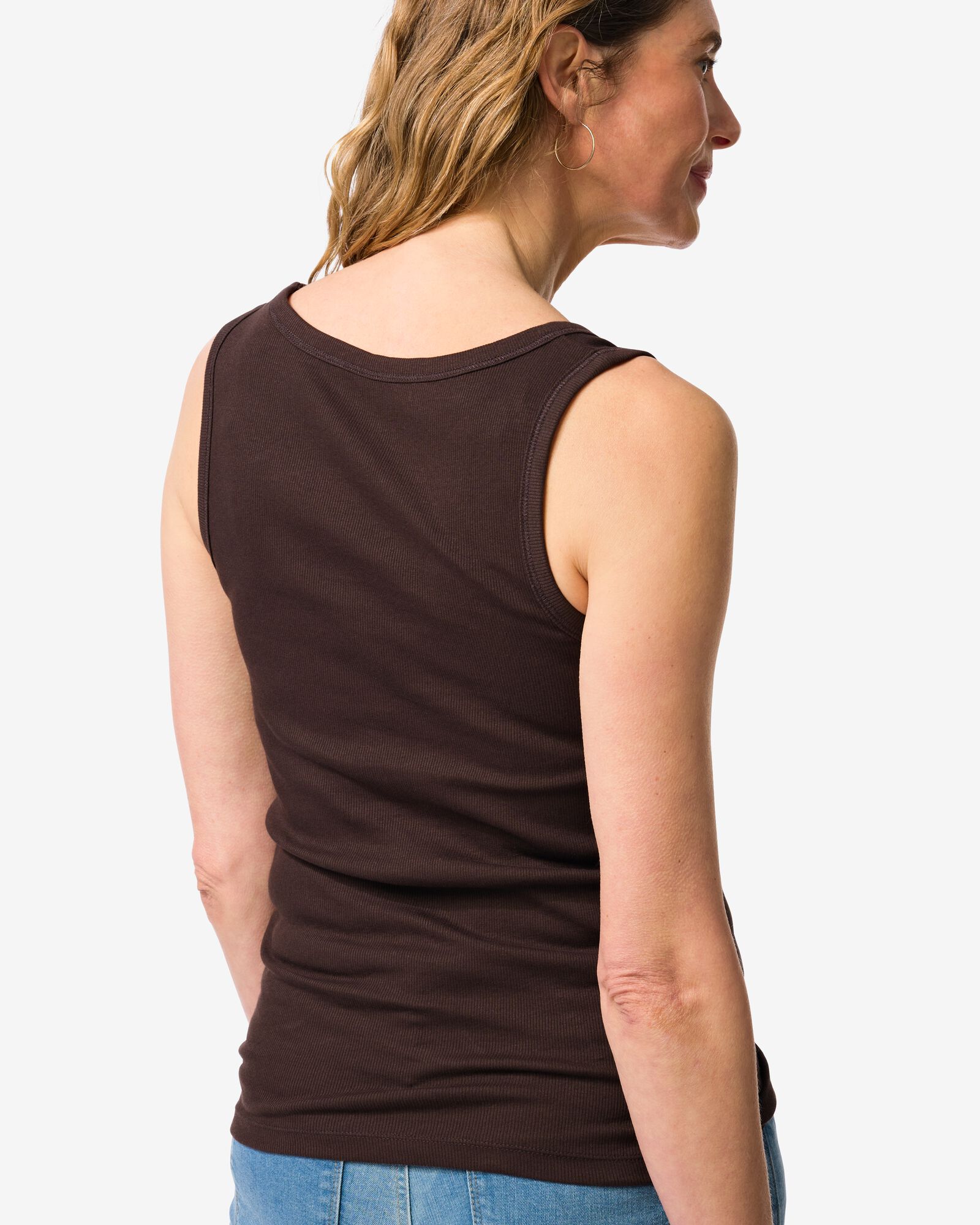 damessinglet Anouk rib donkerbruin donkerbruin - 36303370DARKBROWN - HEMA