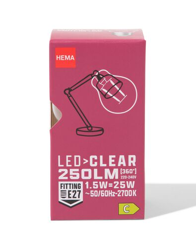 boule led clear E27 1,5W 250lm - 20000047 - HEMA