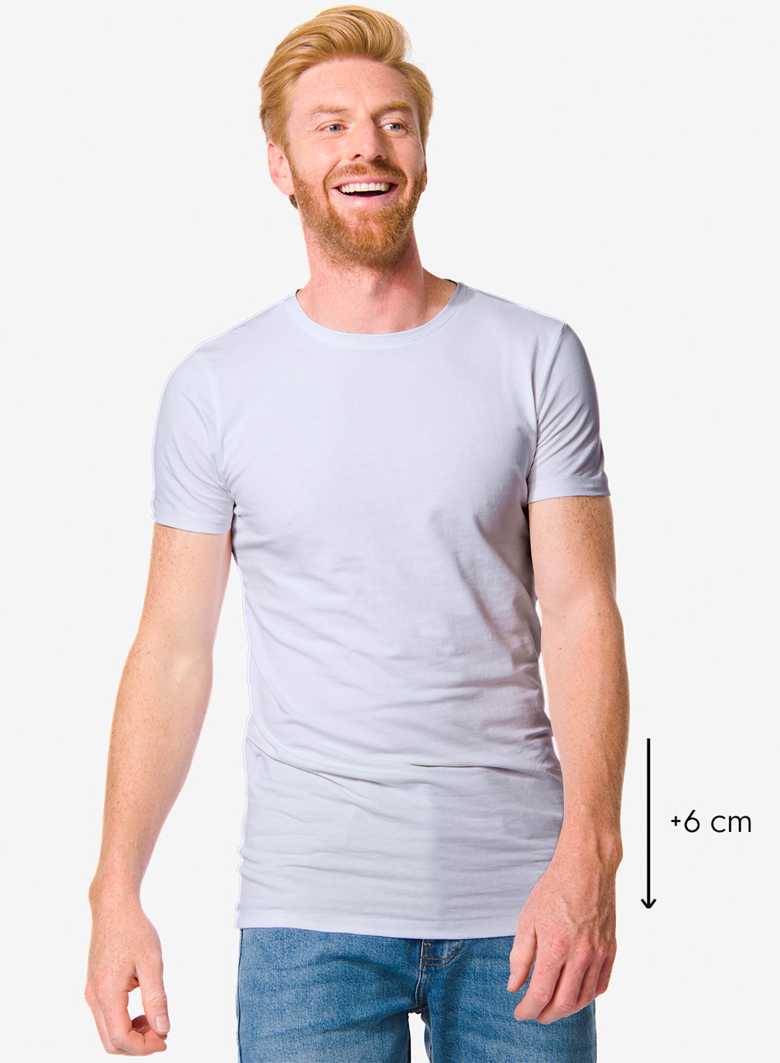 Herren-T-Shirt, Slim Fit, Rundhalsausschnitt, extralang weiß - 1000009961 - HEMA