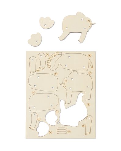 Bauplatte 3D, Holz, Elefant - 15900510 - HEMA