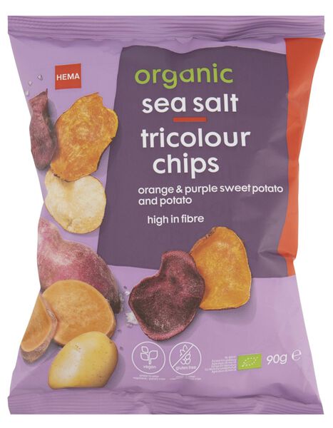 chips tricolores bio au sel marin 90g - 10661144 - HEMA