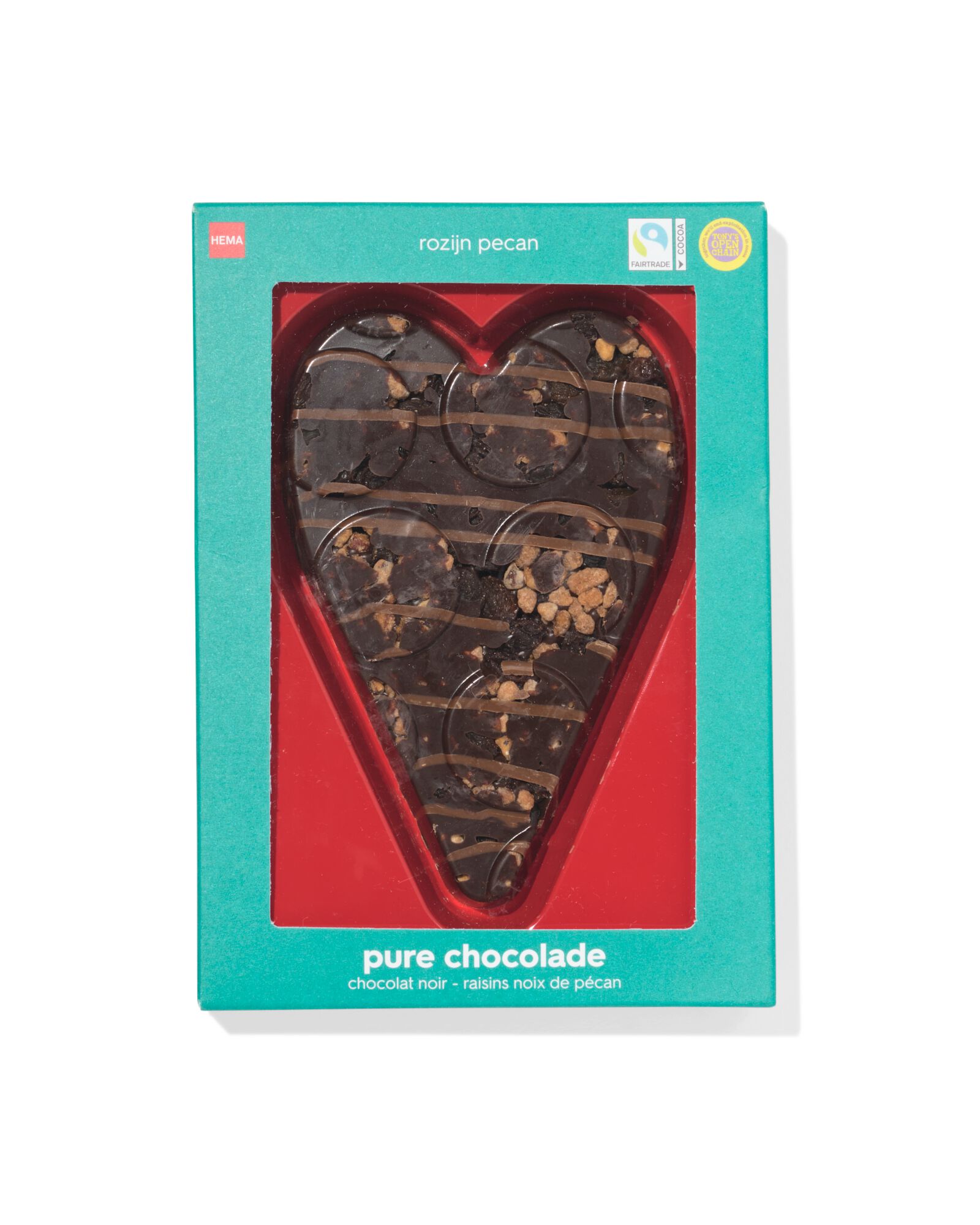 cœur en chocolat pur noix de pécan raisin 125g - 24429630 - HEMA