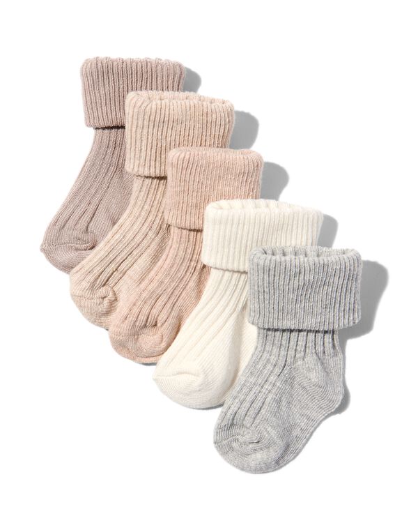 baby sokken met bamboe - 5 paar beige - 1000030366 - HEMA