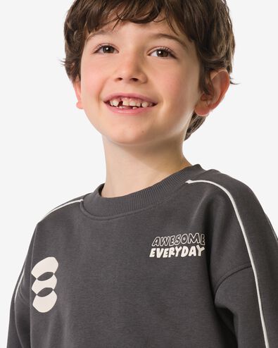 kindertrui sweatstof tekst donkergrijs donkergrijs - 30710911DARKGREY - HEMA
