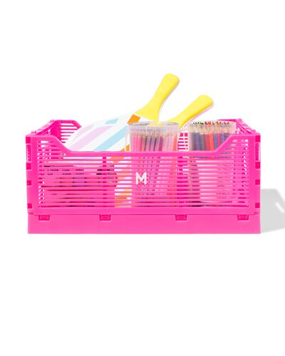 caisse pliable &agrave; lettres recycl&eacute;e M rose vif rose vif M  30 x 40 x 17 - 39800024 - HEMA