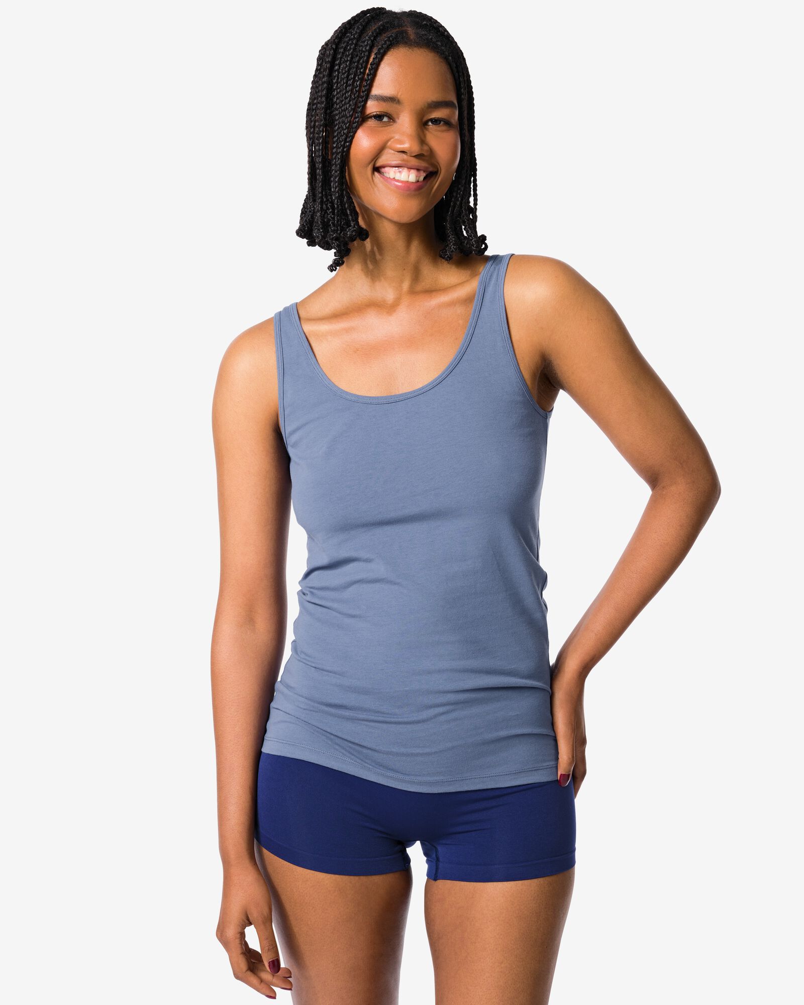 Damenunterhemd aus Baumwolle blau blau - 19671414BLUE - HEMA