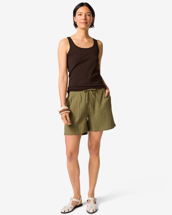 Damen-Shorts, entspannte Passform, Musselin gr&uuml;n gr&uuml;n - 36304210GREEN - HEMA