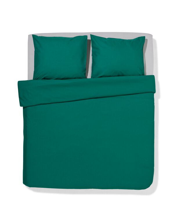 housse de couette 200x200/220 coton doux vert fonc&eacute; - 5750183 - HEMA
