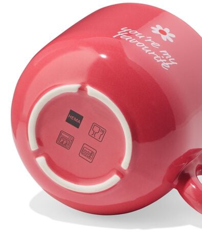 theemok 480ml aardewerk rood bloemen - 61100281 - HEMA