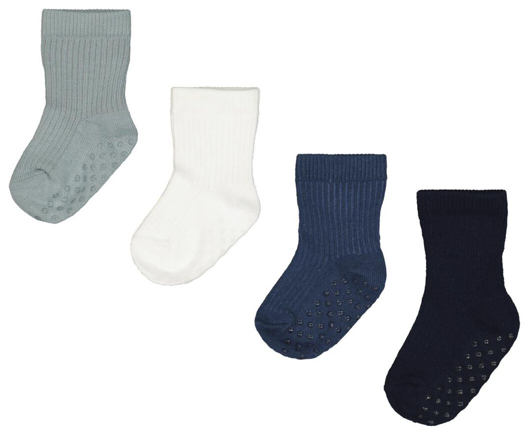 4 paires de chaussettes bébé côtelées bleu 0-6 m - 4723116 - HEMA