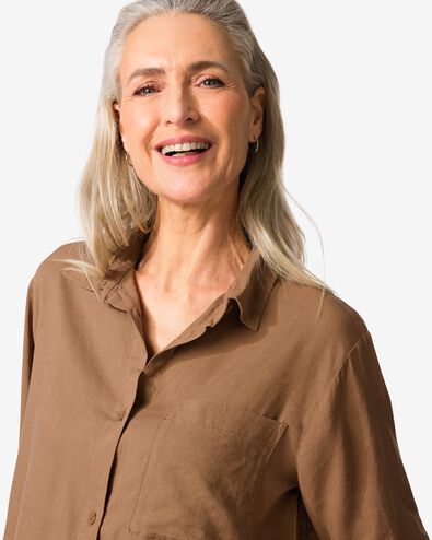 damesblouse Lizzy bruin bruin - 36211510BROWN - HEMA