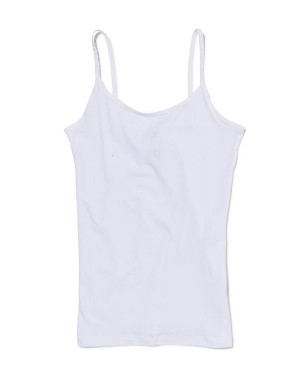 d&eacute;bardeur femme coton &agrave; bretelles spaghetti blanc - 1000002179 - HEMA