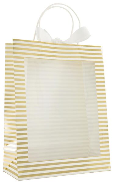 Geschenktasche mit Sichtfenster, Papier, 31 x 24 x 11 cm, Streifen - 14700625 - HEMA