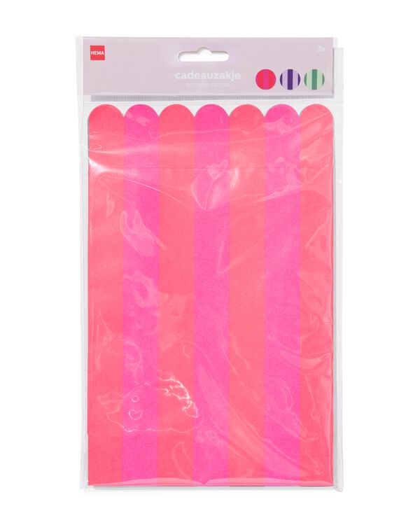 sacs cadeaux 17x26cm ray&eacute;s - lot de 3 - 14700553 - HEMA