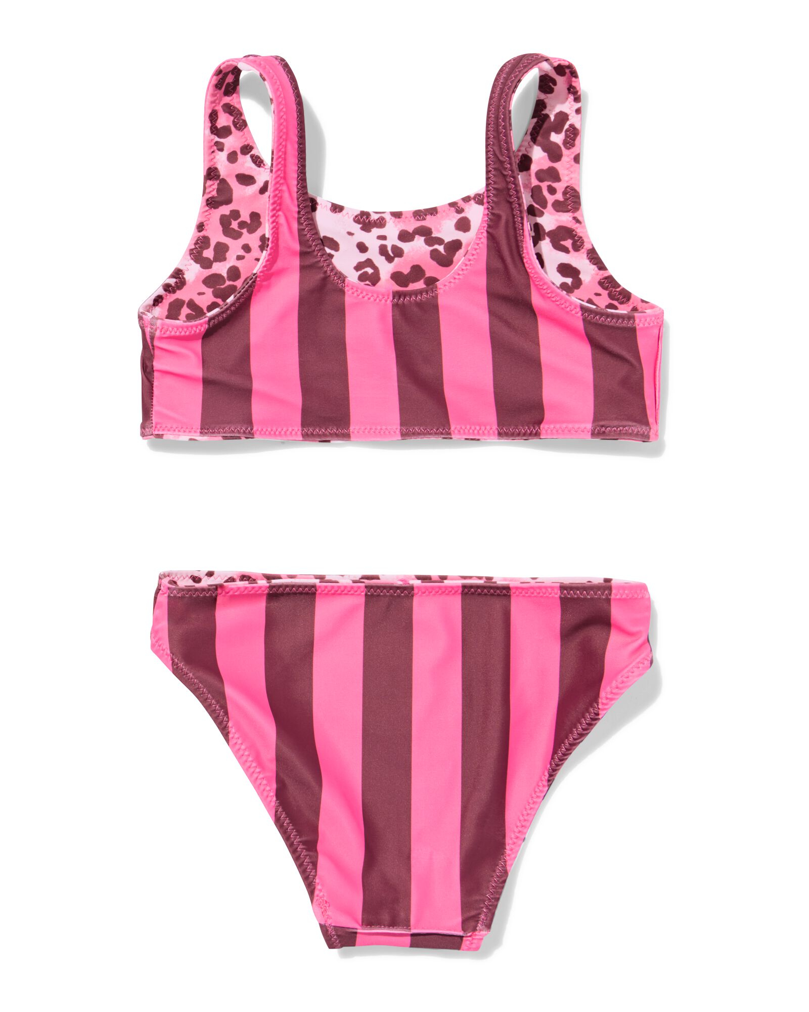 bikini enfant r&eacute;versible rayures l&eacute;opard rose rose - 22260290PINK - HEMA