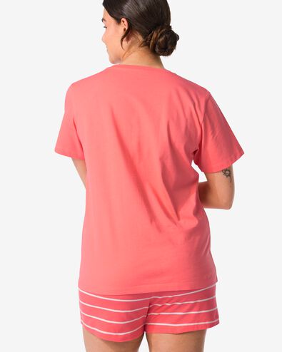 pyjacourt femme coton rayé rose corail - 23410360CORALPINK - HEMA
