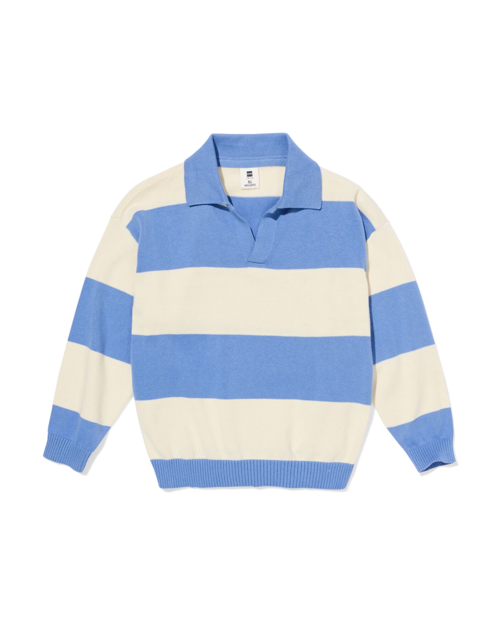 pull enfant en maille fine rayures  bleu 110/116 - 30710709 - HEMA