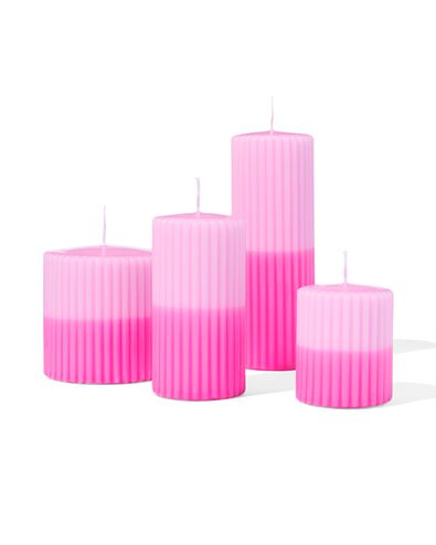 bougie cylindrique &Oslash;7x13 cm nervur&eacute;e rose clair-rose vif - 13504028 - HEMA