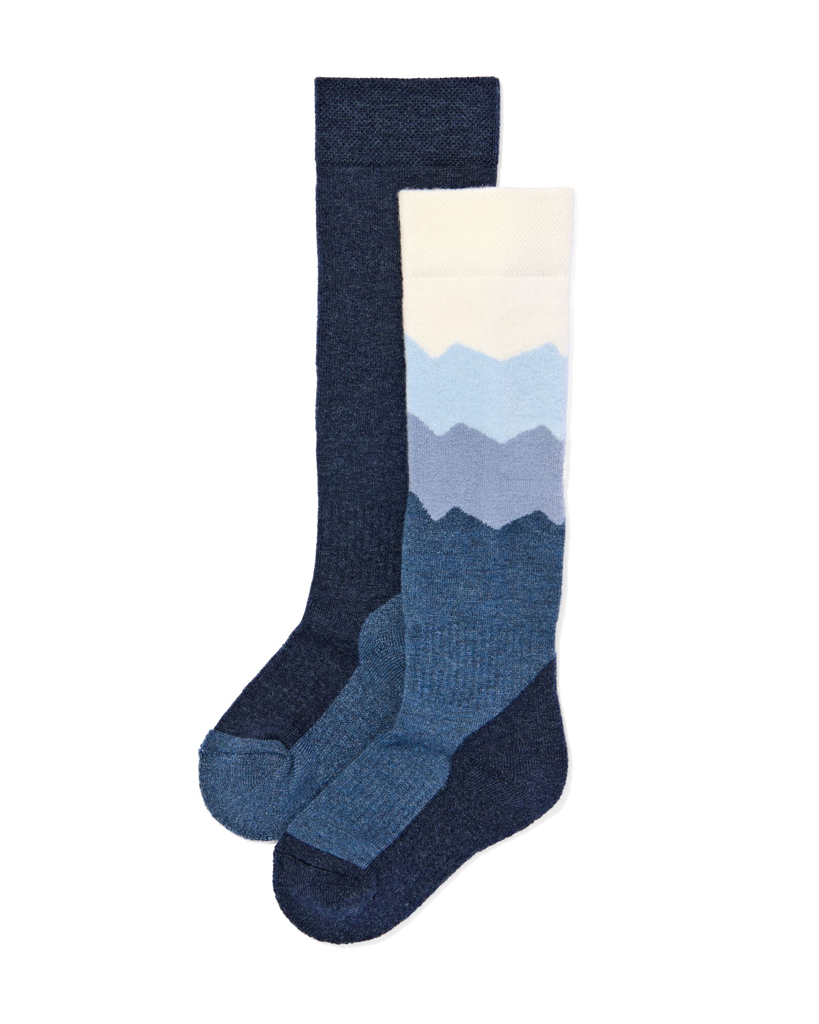 skisokken - 2 paar  blauw 35/38 - 4320053 - HEMA